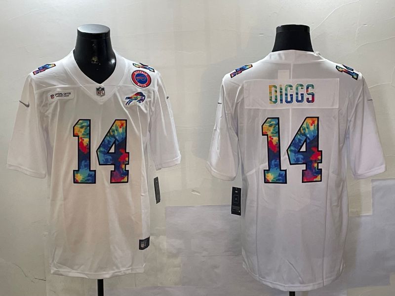 Men Buffalo Bills #14 Diggs White Rainbow 2024 Nike Limited NFL Jersey style 01081->manchester united jersey->Soccer Club Jersey